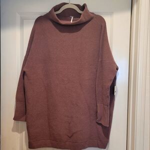 Free People Mock Neck Tunic Sweater, Size L
